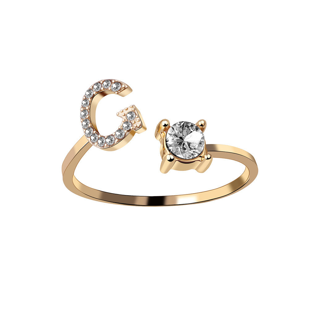 Initial Letter Ring - Adjustable A to Z