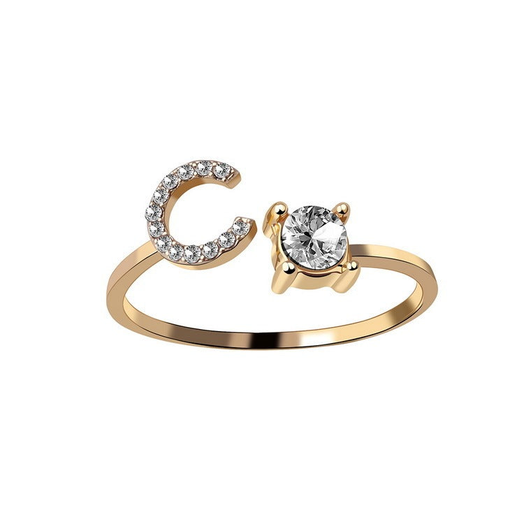 Initial Letter Ring - Adjustable A to Z